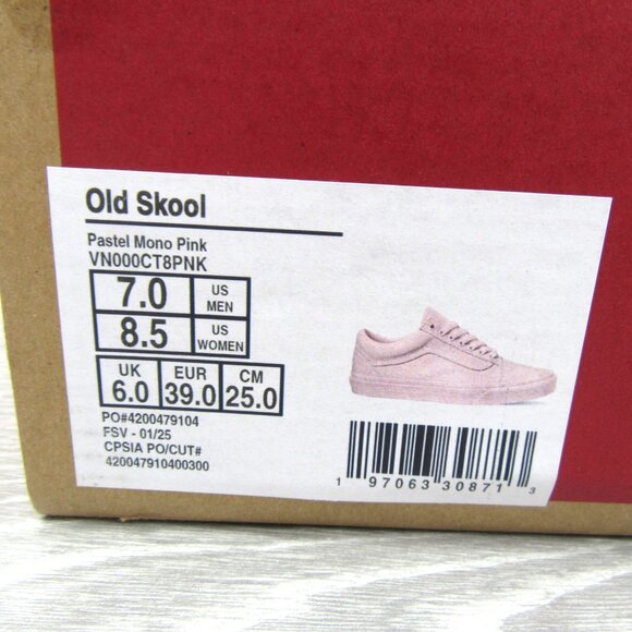 Vans Old Skool Pastel Mono Pink Men's Size 7 / Women's Size 8.5 NEW - Picture 13 of 13